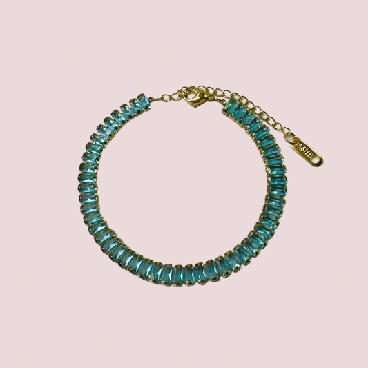 Opulent Baguette Tennis Bracelet - Turquoise