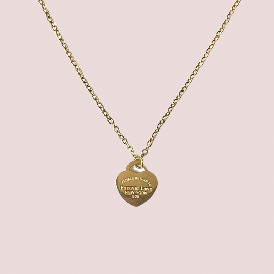 Forever Love Heart Pendant Engraved Necklace
