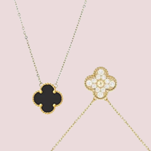 Clover Collection - Two Toned Embellished Clover Necklace