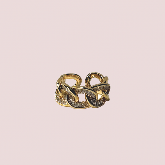 Embellished Gold Cuban Link Ring