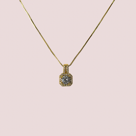 Gold Pave Crystal Pendant Necklace