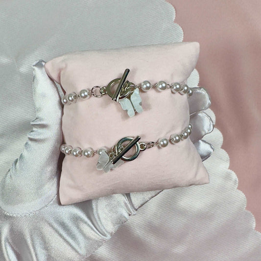 'Erin' - Pearl Butterfly Charm Bracelet