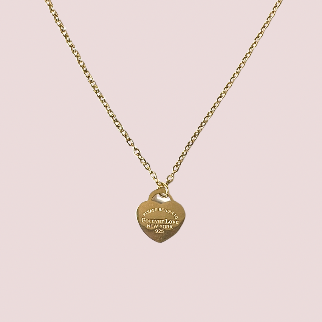 Forever Love Heart Pendant Engraved Necklace