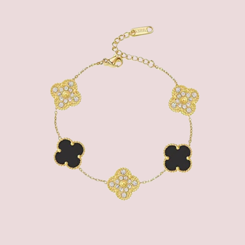 Clover Collection - Two Toned Embellished Clover Bracelet