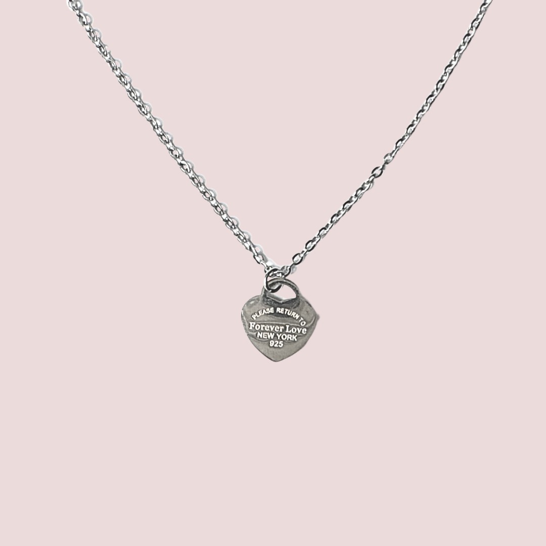 Forever Love Heart Pendant Engraved Necklace