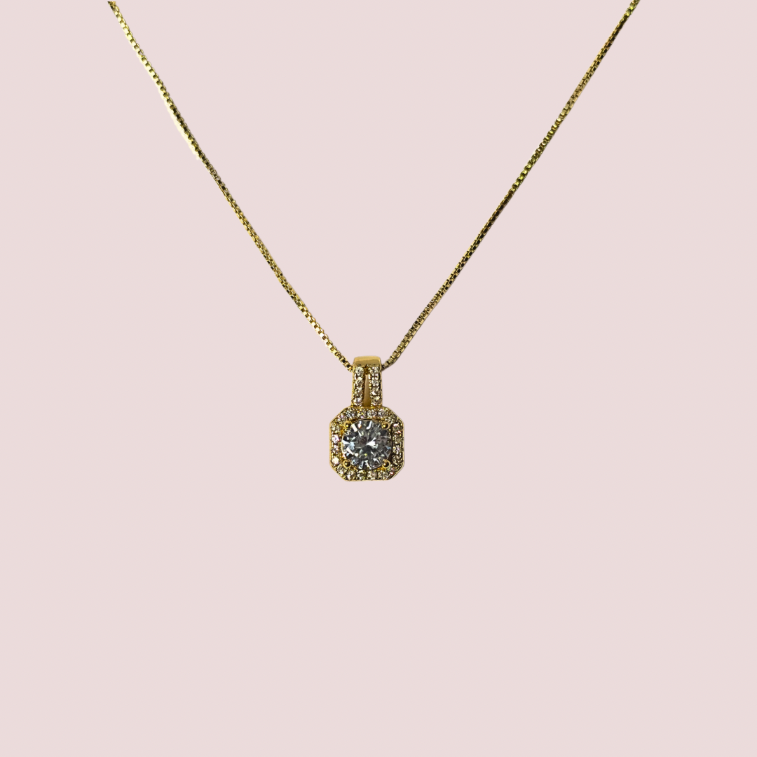 Gold Pave Crystal Pendant Necklace