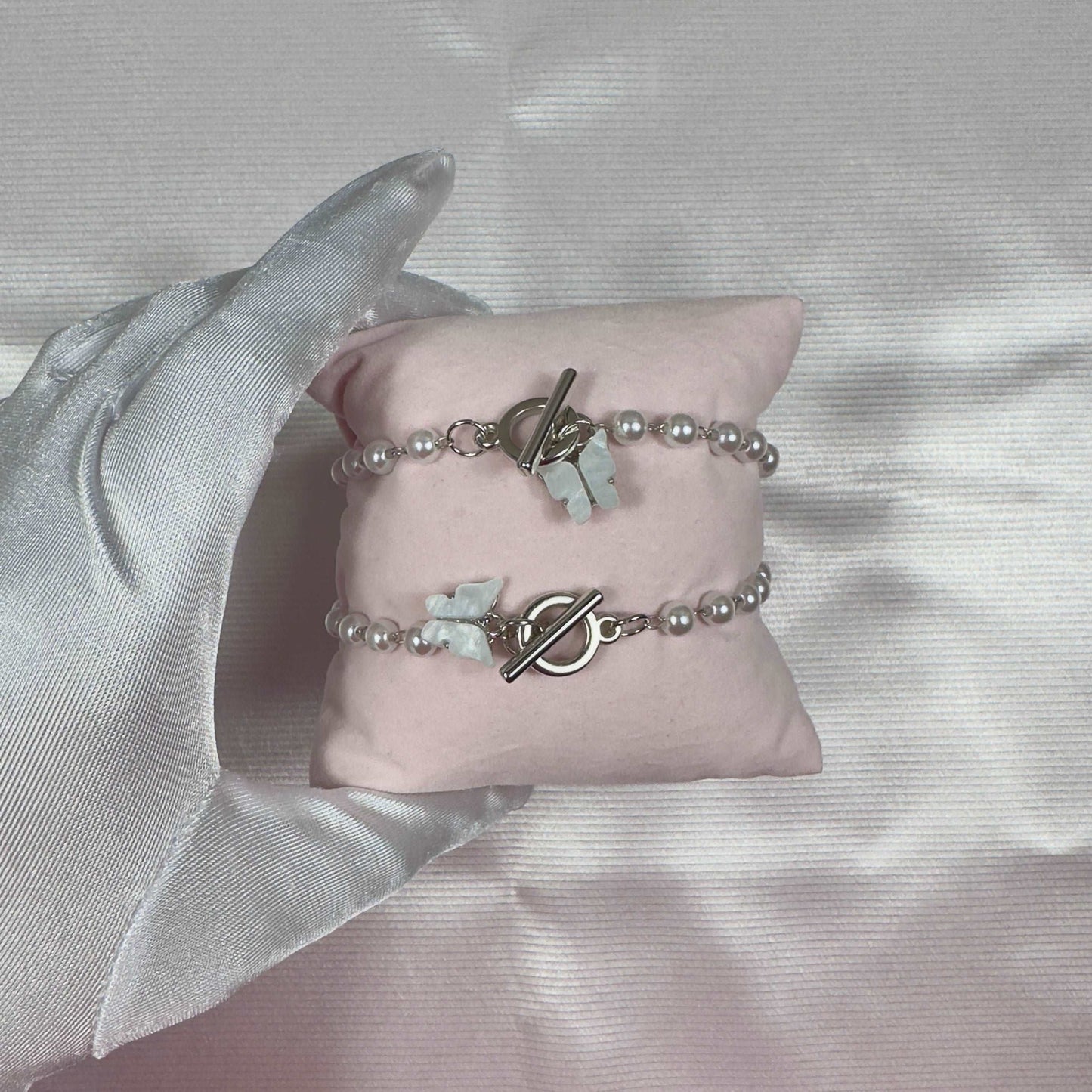 'Erin' - Pearl Butterfly Charm Bracelet