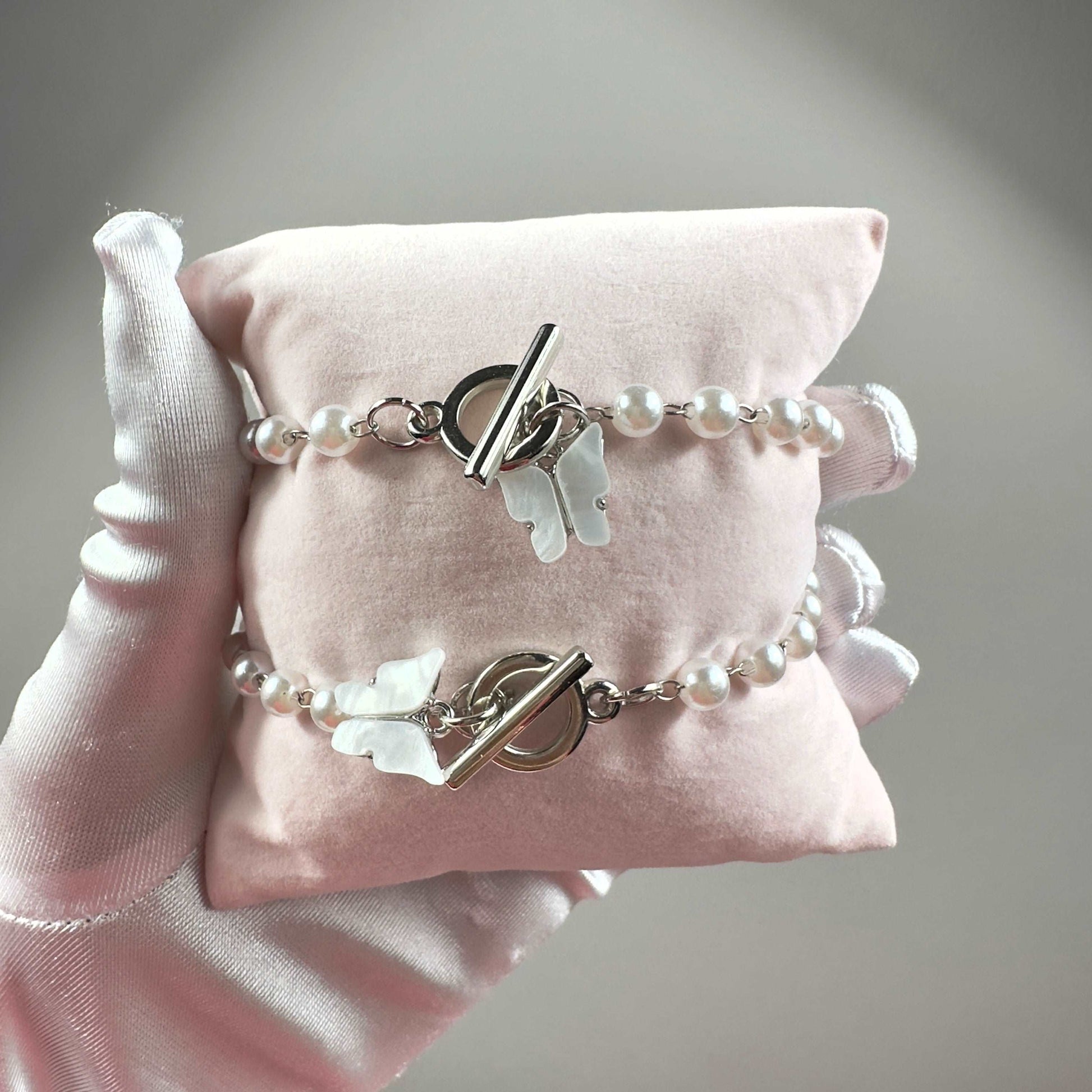 'Erin' - Pearl Butterfly Charm Bracelet