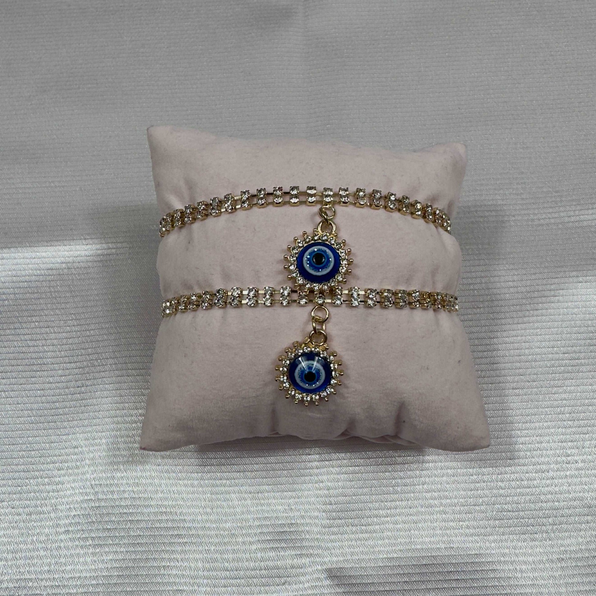 'Ayla' - Gold Zircon Embellished Evil Eye Bracelet