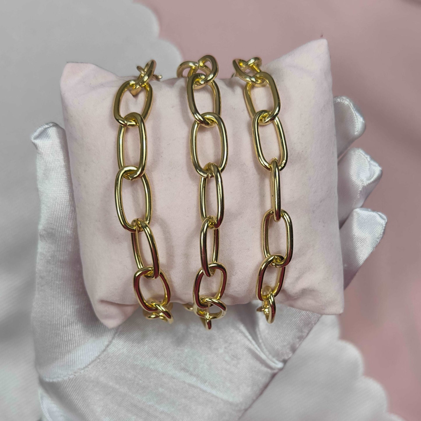 'Ava' - Gold Wide Link Fashion Bracelet