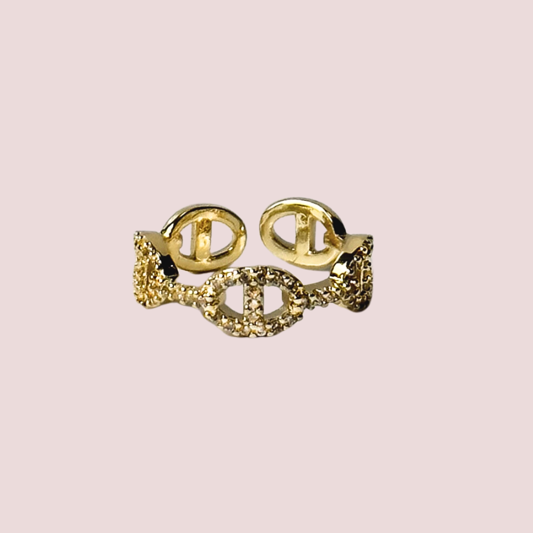 Talia Pavè Gold Cuban Link Ring