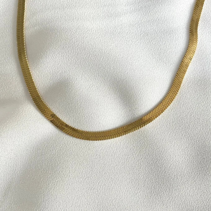 4mm Ophelia Herringbone Flat Snake Chain Necklace