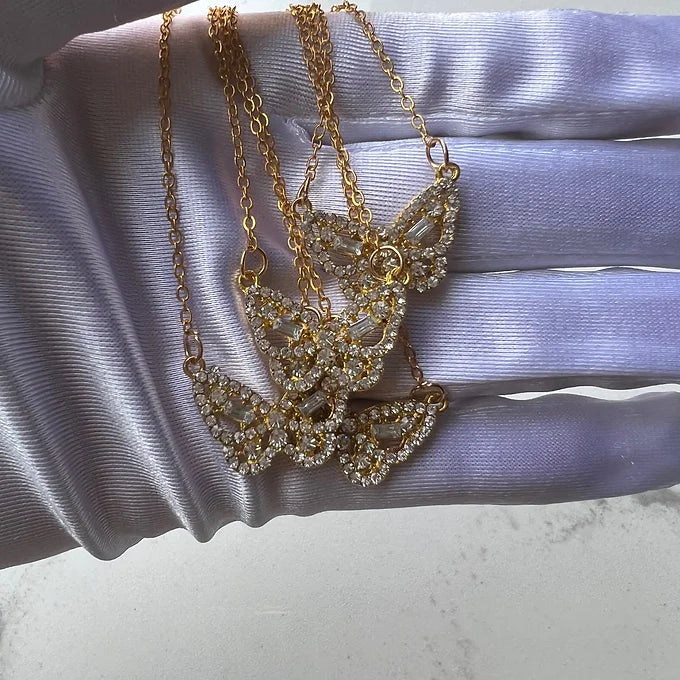 'Kaia' - Gold Zirconia Butterfly Necklace